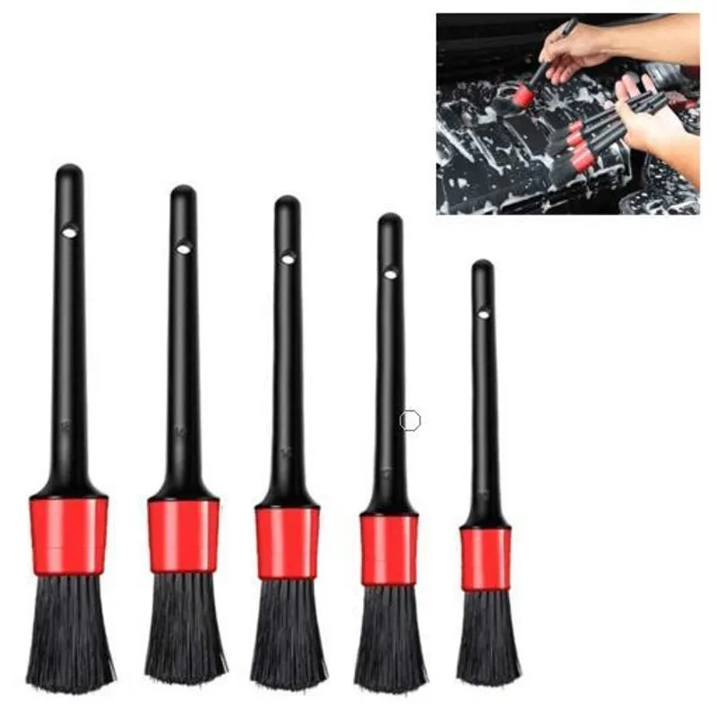 Kit 5 Pincel Limpeza Lavar Carros Saidas De Ar Painel Motor