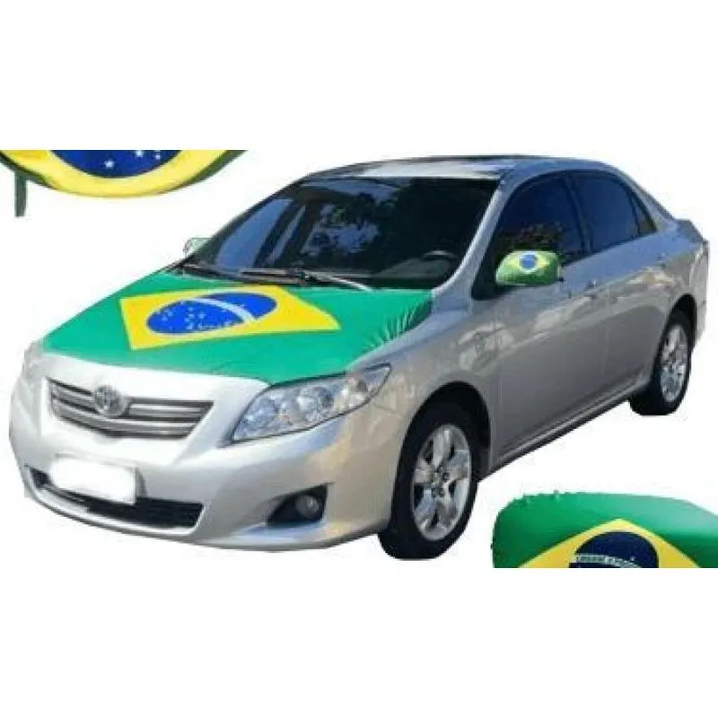 Kit Bandeira Brasil Capo E Retrovisor Carro Copa Do Mundo