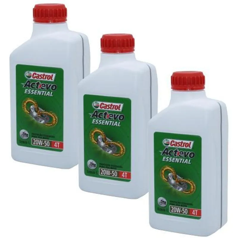 Kit 3 Oleo Lubrificante Moto Castrol Actevo Essential 20w50