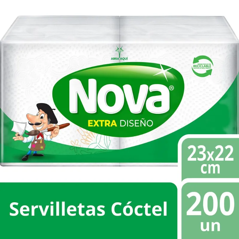 Servilletas Cóctel Nova Extra Diseño 200 un.