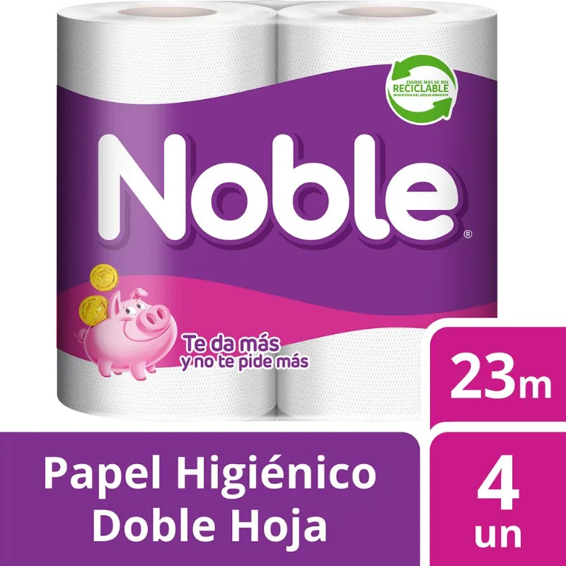 Papel Higiénico Noble Doble Hoja 23 m 4 un.