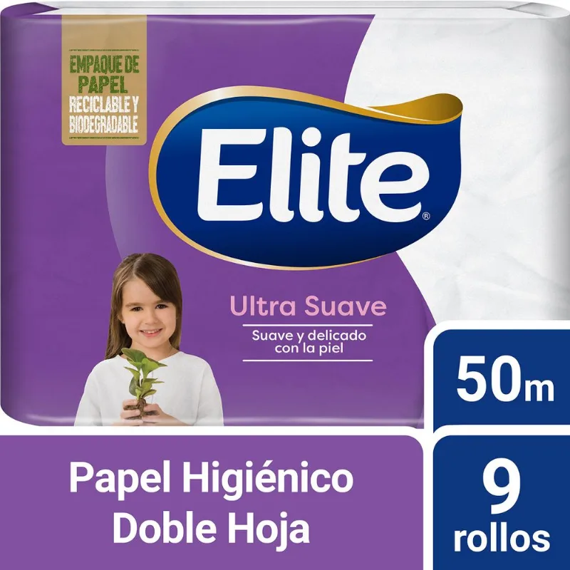 Papel Higiénico Elite Ultra Suave Doble Hoja 50 m 9 un.