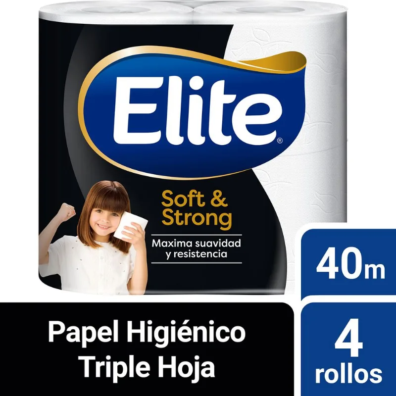 Papel Higiénico Elite Soft & Strong Triple Hoja 40 m 4 un.