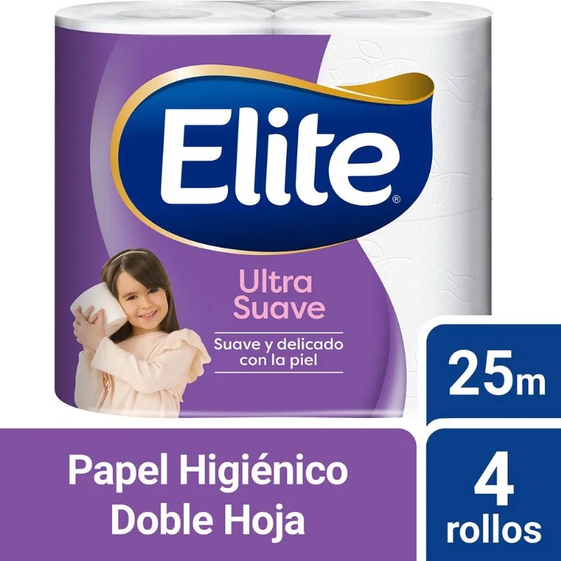 Papel Higiénico Elite Ultra Suave Doble Hoja 25 m 4 un.