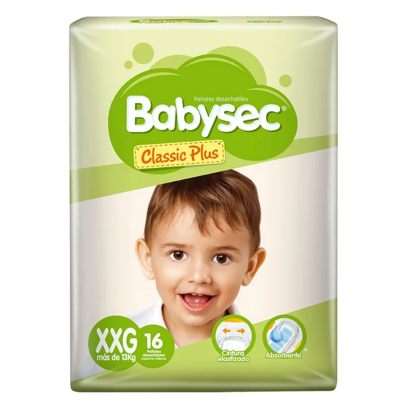 Pañales Babysec Classic Plus Talla Xxg 16 un.