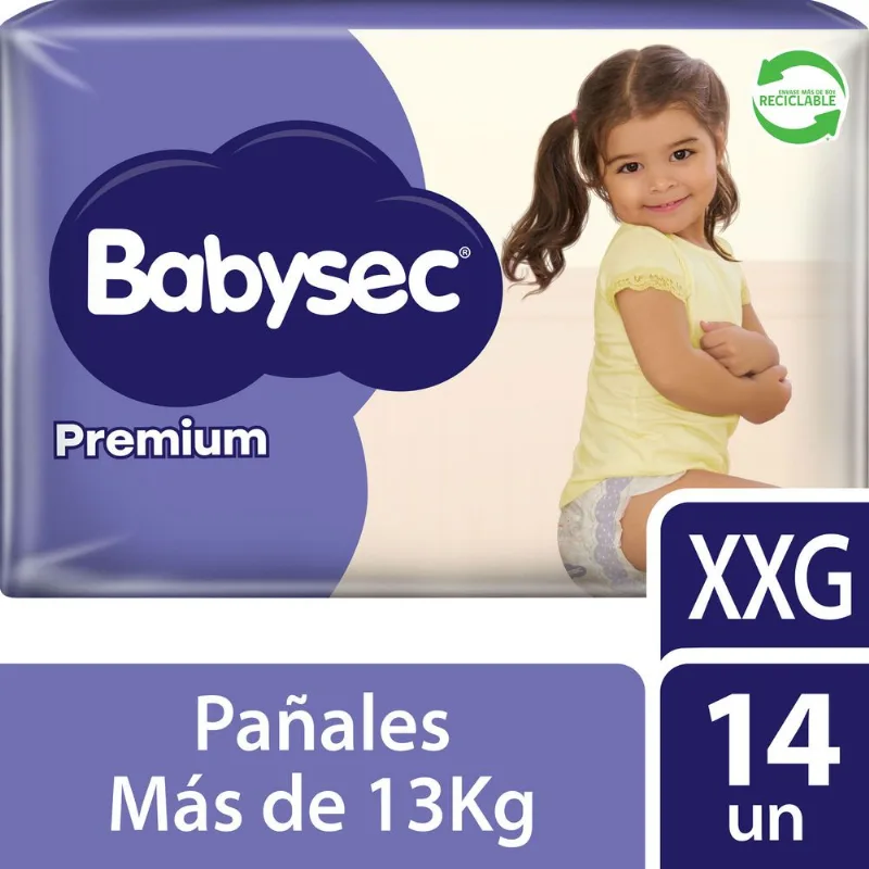 Pañales Babysec Premium Talla XXG 14 un.