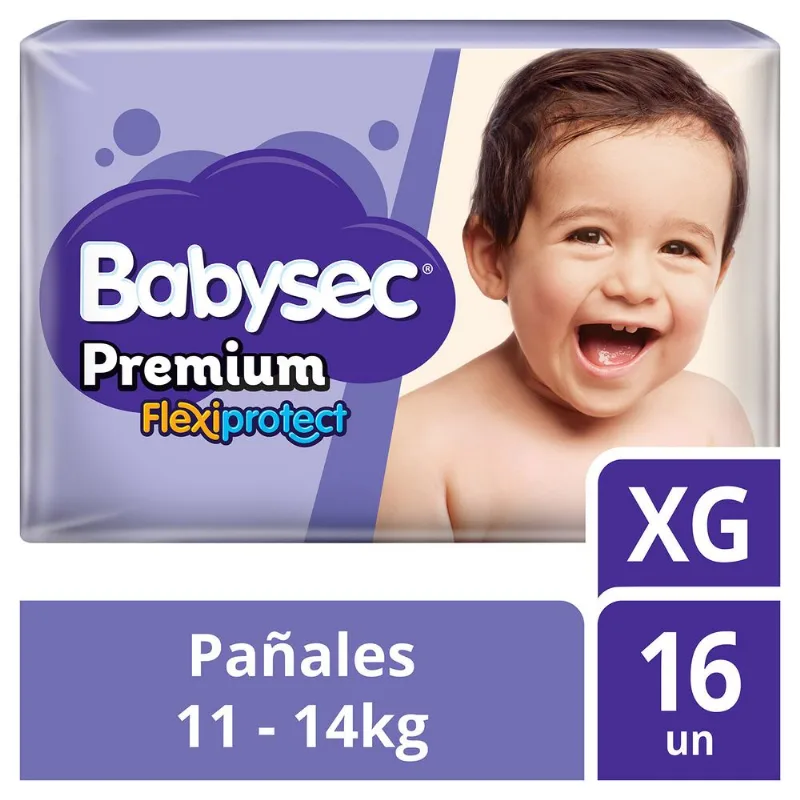 Pañales de Bebé Babysec Premium Flexiprotect Talla Xg 16 Unid.