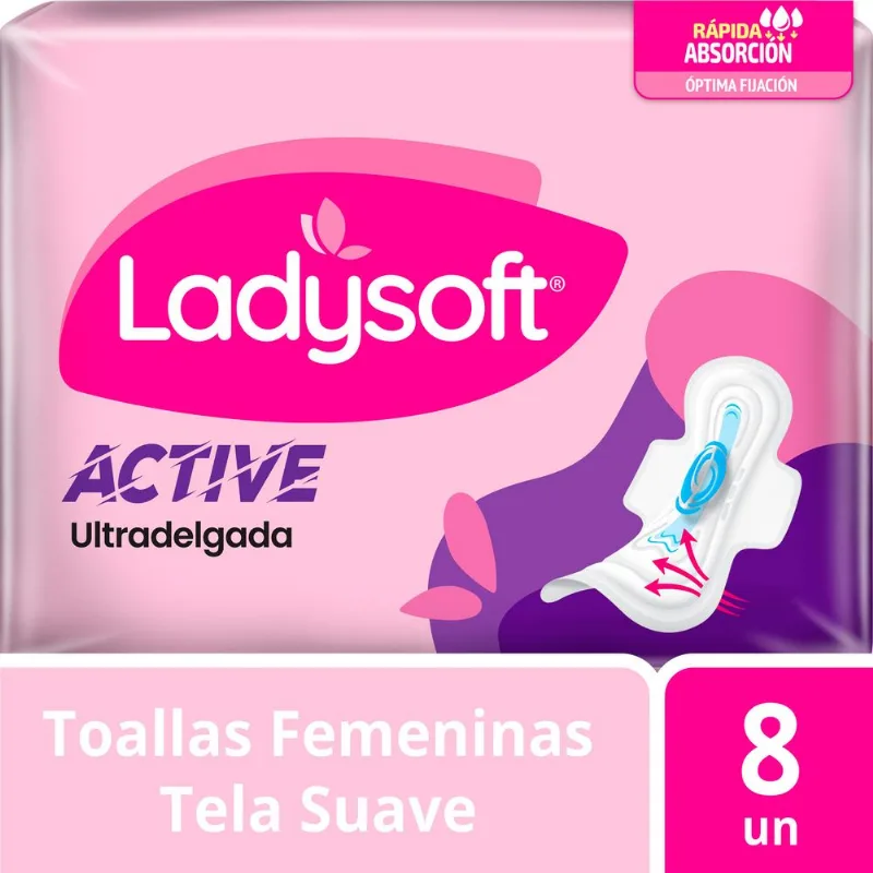 Toallas Higiénicas Ladysoft Sport Ultradelgadas con Alas 8 un.