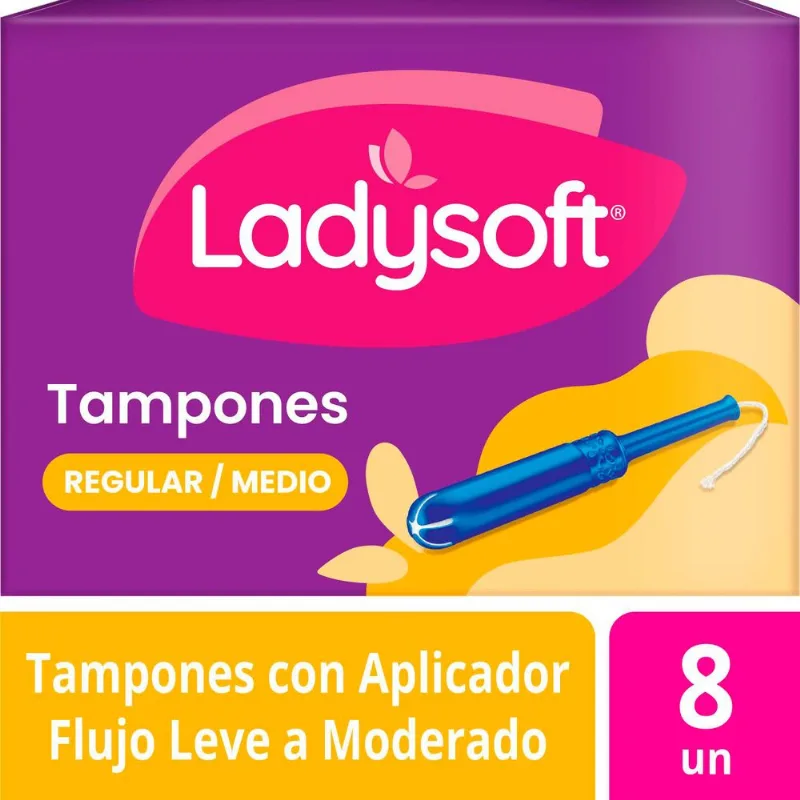 Tampones Ladysoft Regular Medio Flujo Leve 8 un.