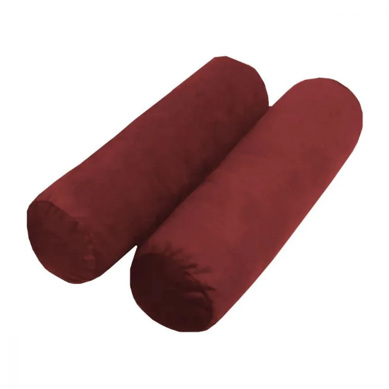 Kit Com 2 Rolinhos Almofada Enchimento Fibras Suede Vermelho
