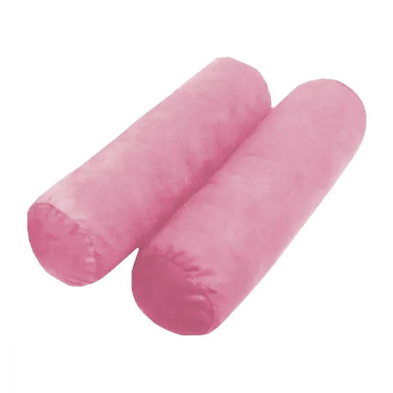 Kit Com 2 Rolinhos Almofada Enchimento Fibras Suede Rosa