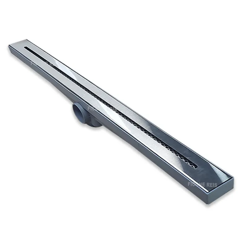 Ralo Linear Banheiro 5x70 Inox 304 Ciclope Caixa Sifonada Cinza com Tela