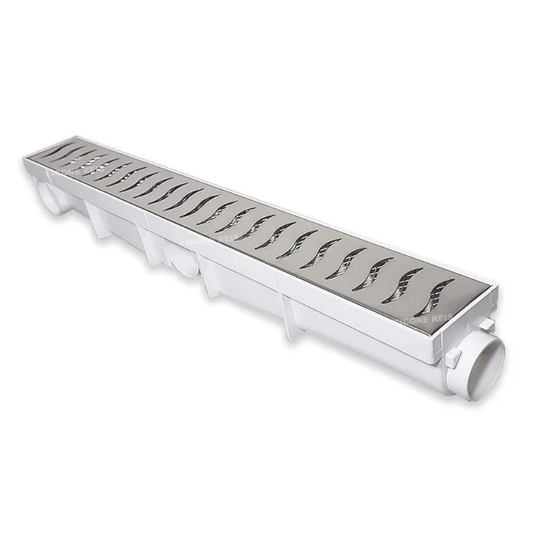 Ralo Linear 6x50 Inox modelo Luxo S com Tela Coletor Branco Sequencial Saídas de 40mm