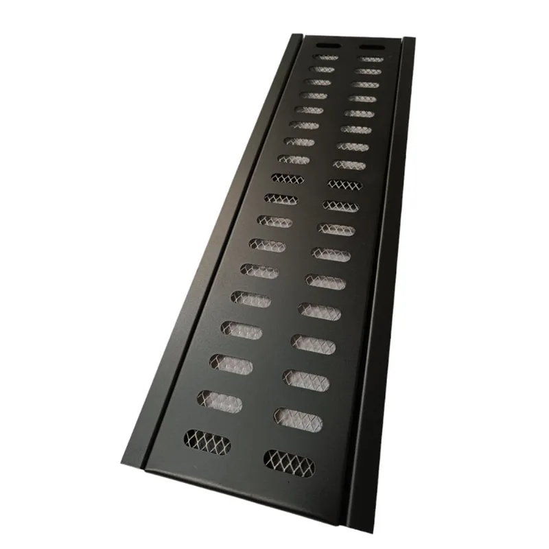 Grelha Ralo Linear 15x50 Inox Preto Fosco com Tela Anti Escorpião e Suporte