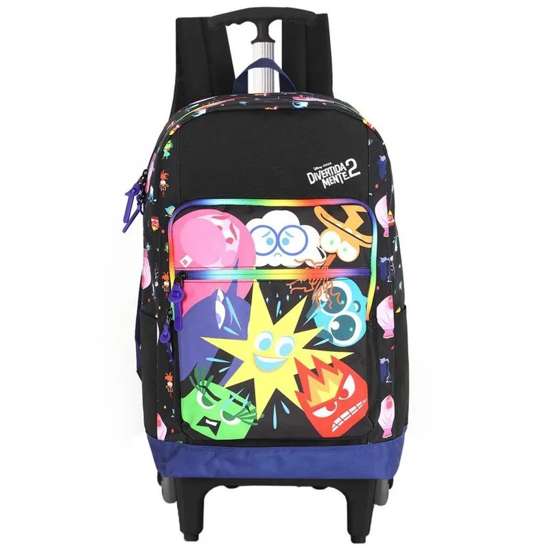 Mochila Divertida Mente 2 Rodinhas Escolar Preto