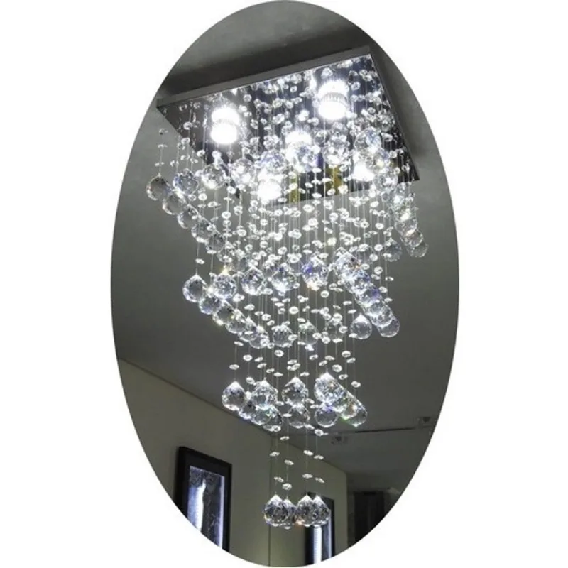 Lustre De Cristal p/ Sala Torres Base De Embutir De 38x38cm