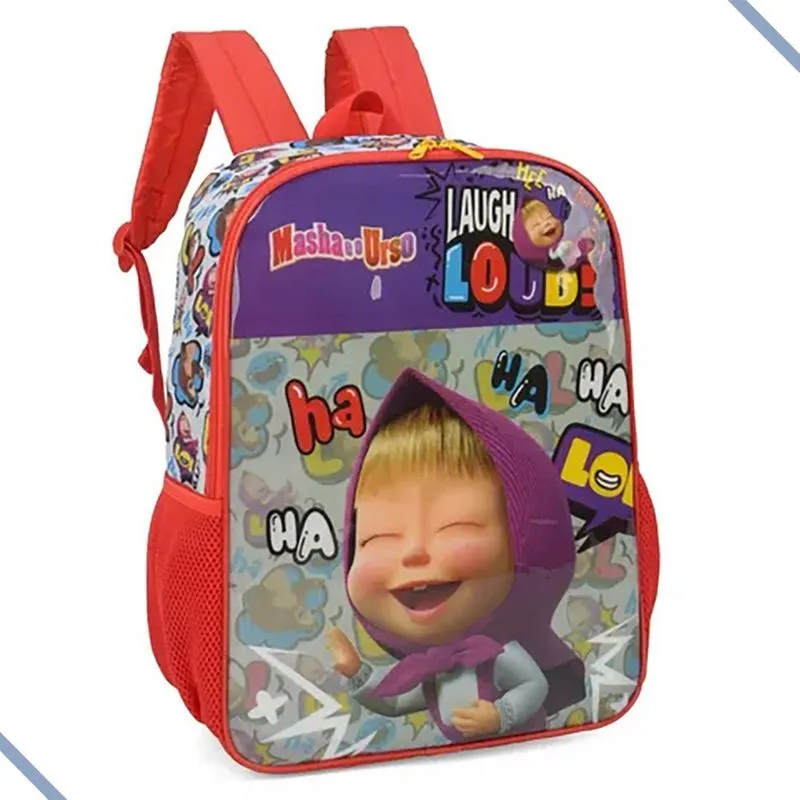 Mochila Infantil De Costas Com Estojo Masha E O Urso Escolar
