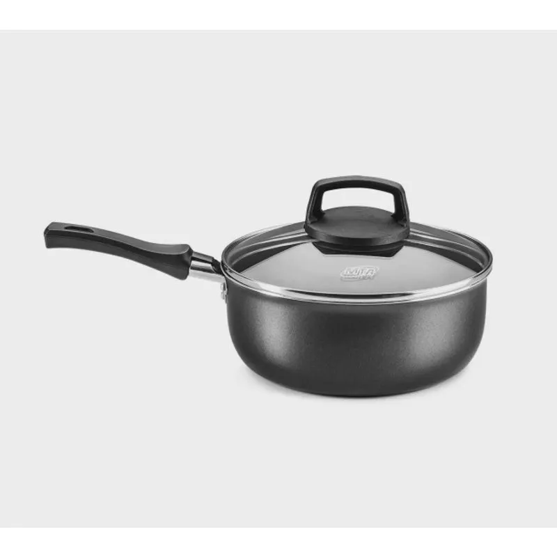 Panela com Tampa de Vidro com Revestimento Superflon Grafite 18cm - mta