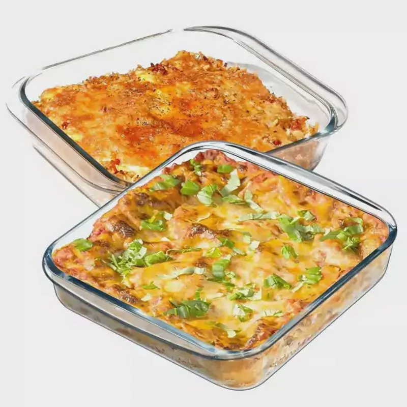 Travessa de Vidro Borossilicato Quadrada Cristal 1800ml - Forno, Air Fryer, Freezer e Microondas