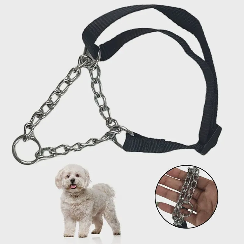 Coleira Guia 1.5cm Semi Enforcadora Aço Elo Torcido Ajustavel Cachorro Caes Pet Pequeno Porte Passeio Ar Livre Treinamento Adestramento
