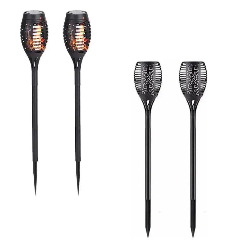 Luminaria Tocha Solar Kit 4 Unidades Chama Fogo Led Jardim