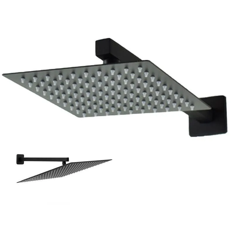 Ducha Chaveiro Inox 20x20 Preto Fosco Suporte Parede