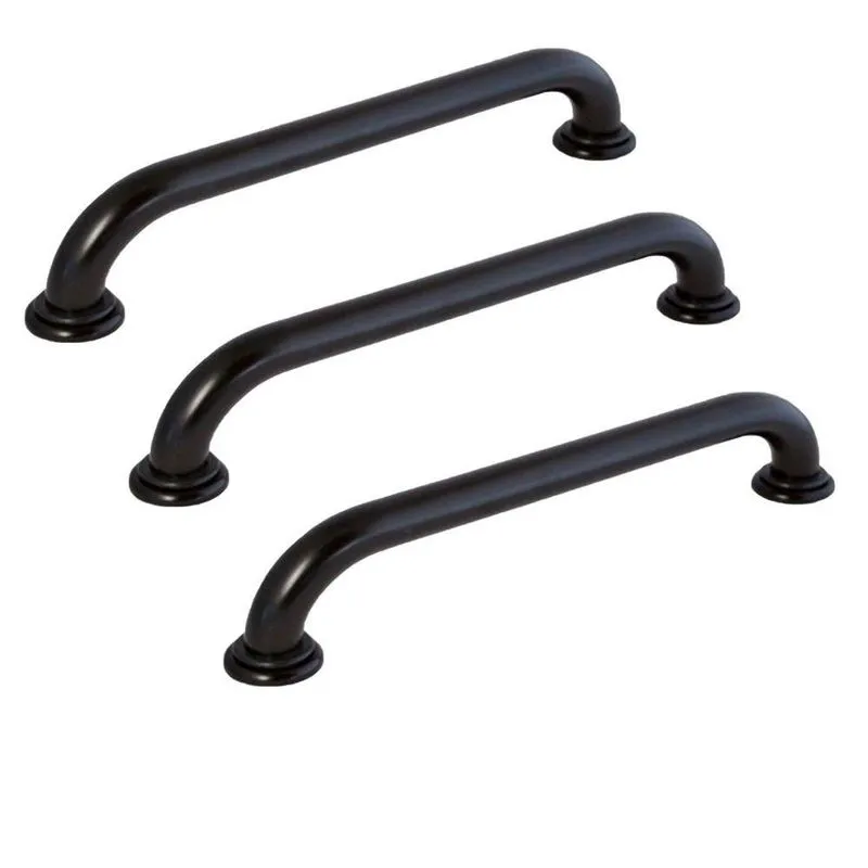 Barra De Apoio 50cm Alça Inox Preto Kit 3 Uni Cadeirante Idoso Banheiro Box Corredor Parede