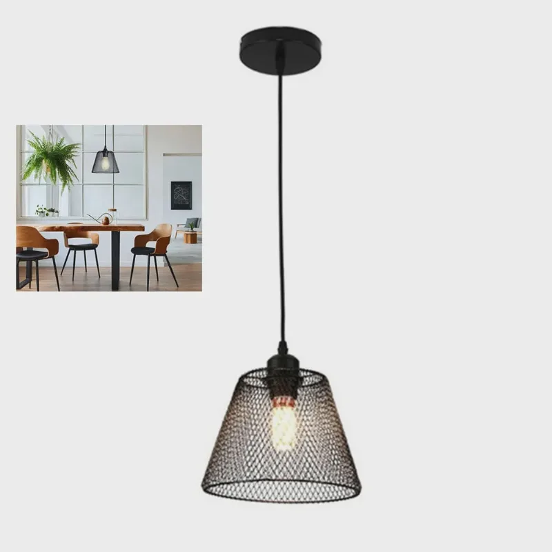 Lustre Abajur Pendente Cupula Iluminaçao Casa Copa Quarto Sala Decoraçao Metal Aramado Lampada Luz Teto Ajustavel