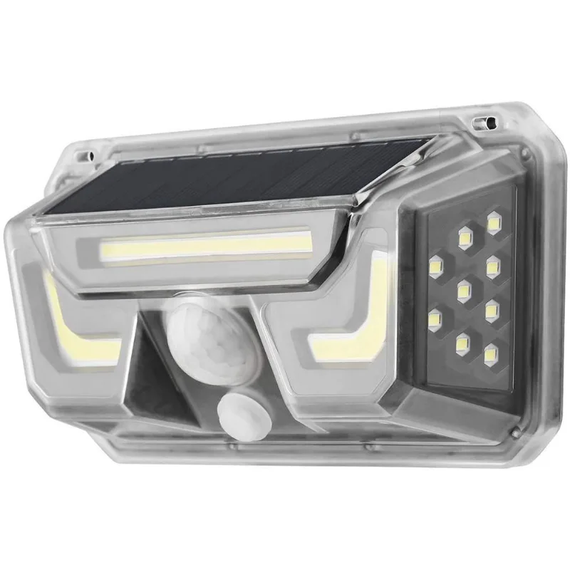 Luminaria Solar Sensor Movimento Spot Led Parede Branco Frio