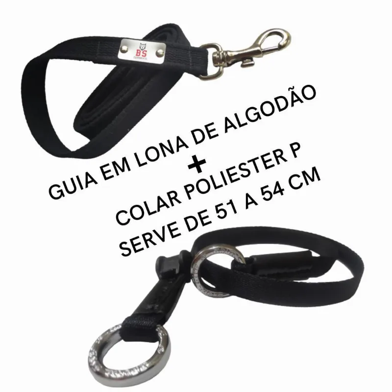 Kit Guia De Algodão Mosquetão Zamac 1,50m+colar Poliester P