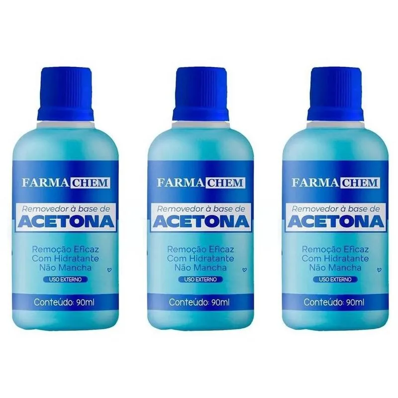 Kit 3 unid de Removedor a Base de Acetona Dermachem 90ml
