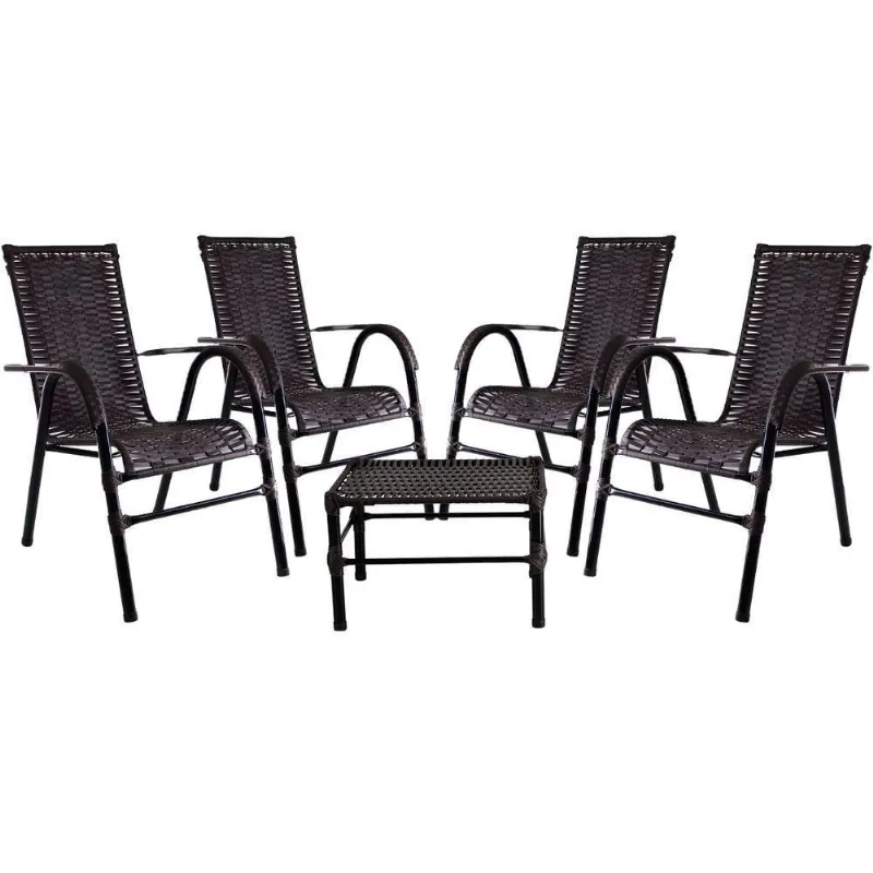 Conjunto Com 4 Cadeiras E Mesa De Centro Bela