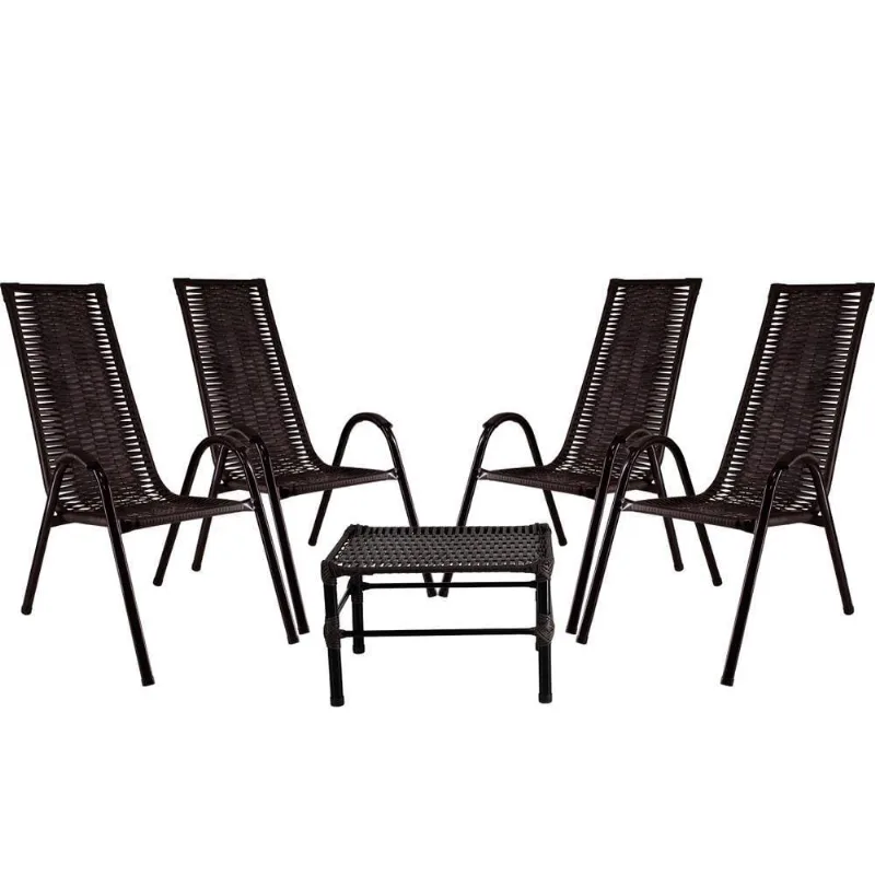 Kit Com 4 Cadeiras E Mesa De Centro Canadá