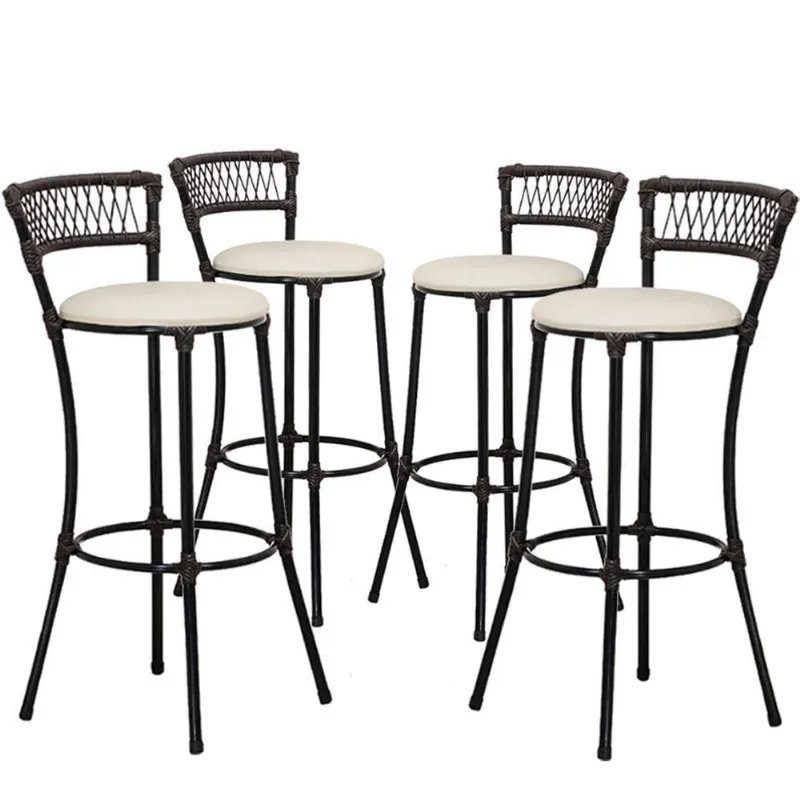 Kit Com 4 Banquetas Altas Forts Gelo Floral, Fibra Uv Bancada, área Goumert, Bar, Piscina, Balcão
