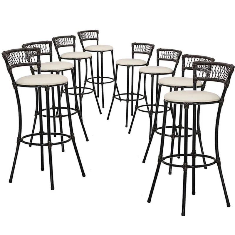 Jogo Com 8 Banquetas Altas Forts Fibra Uv Bancada, área Goumert, Bar, Piscina, Balcão, Floral Gelo