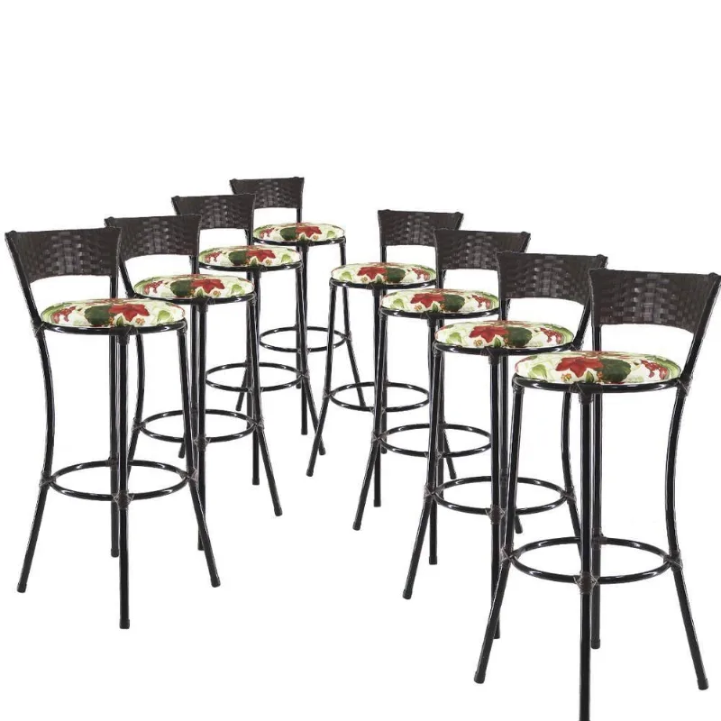 Kit 8 Banquetas Alta Forts Fibra Uv Bancada, área Goumert, Bar, Piscina, Balcão, Floral Vermelho