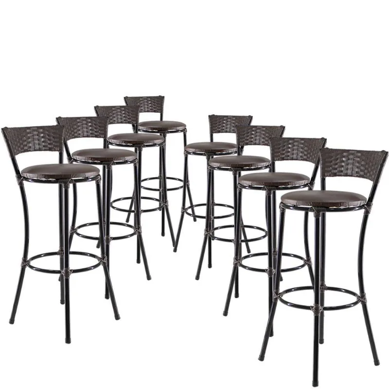 Kit Com 8 Banquetas Alta Forts Marrom Floral, Fibra Uv Bancada, área Goumert, Bar, Piscina, Balcão