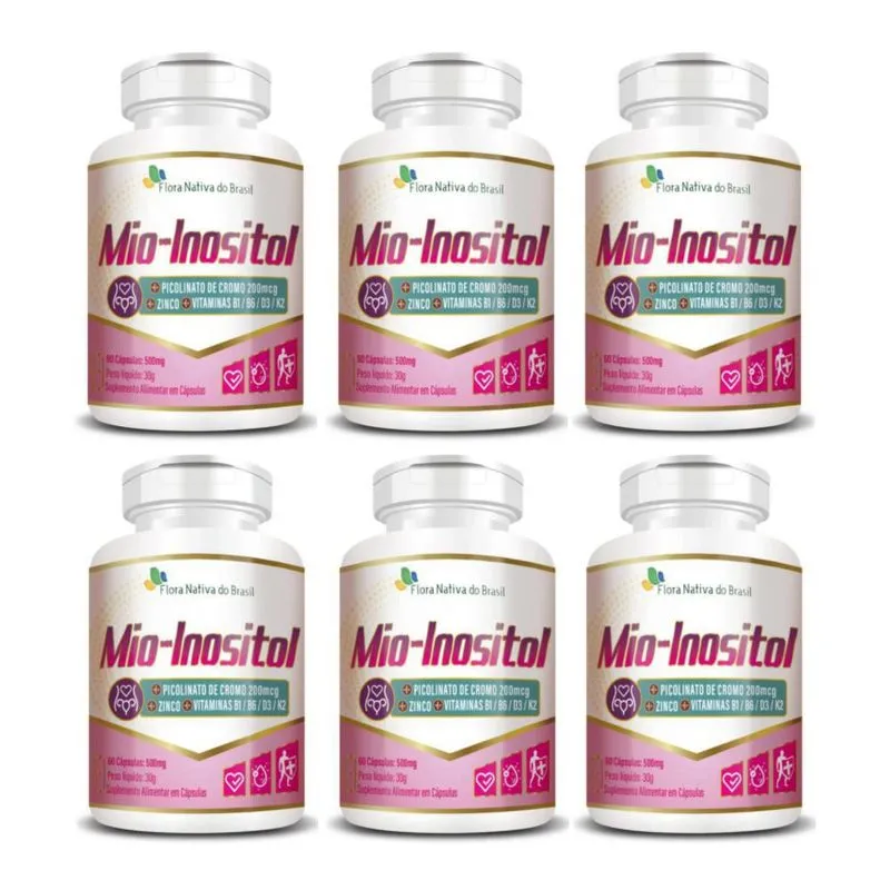 Mio-inositol 300mg 60 Caps Inositol+ Associações- Kit 6un