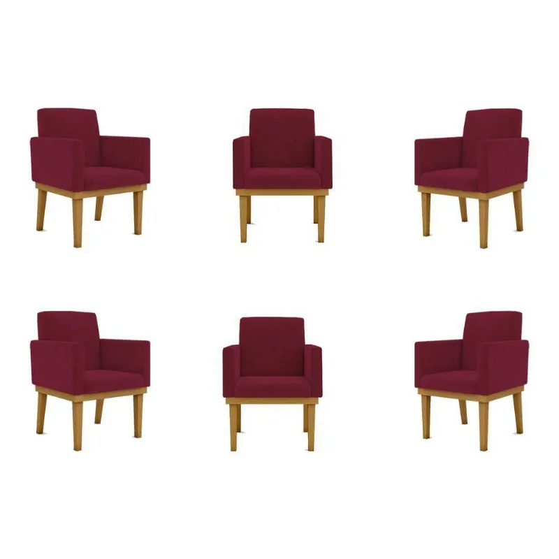 Kit 06 Poltronas Decorativa Reforçada Balaqui Decor Cor:marsala