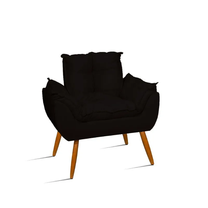 Poltrona Decorativa Opala Pés Palito - Sala, Recepção Cor:preto