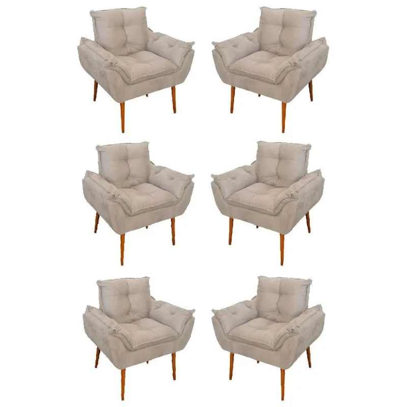 Kit 06 Sofás 1 Lugar De Luxo Opala Sala, Quarto Suede Cor:bege