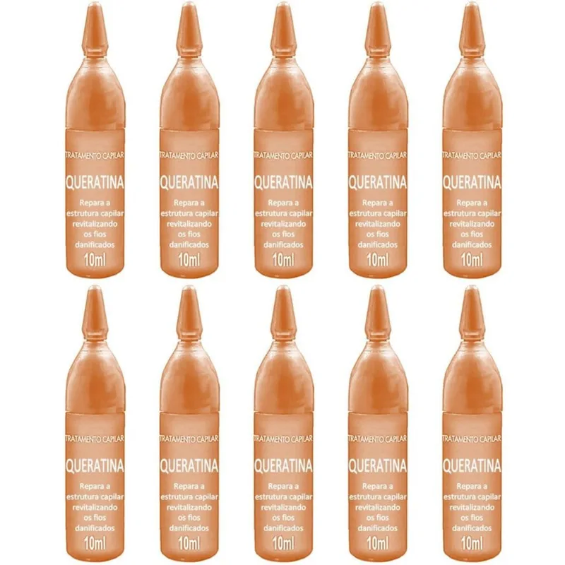 Kit 10 Ampolas De Vitamina Queratina Líquida Concentrada