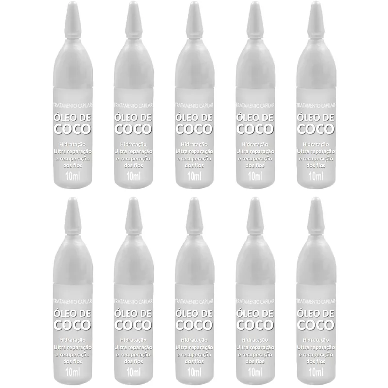 Kit 10 Ampolas De Vitamina Óleo De Coco Vegetal Extra Virgem