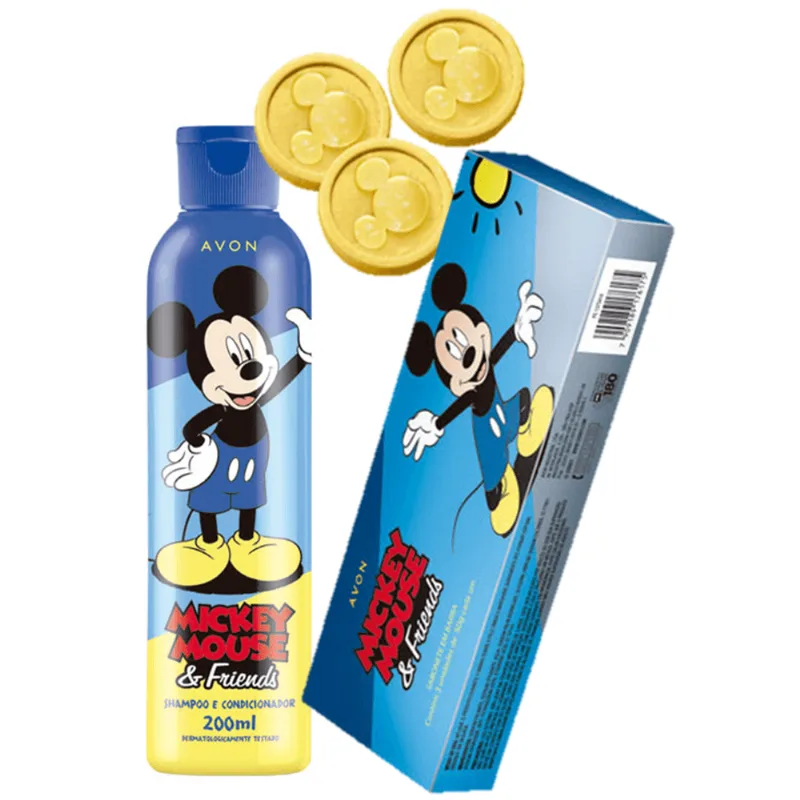 Kit Disney Mickey Mouse Avon Shampoo 3 Sabonetes Infantis