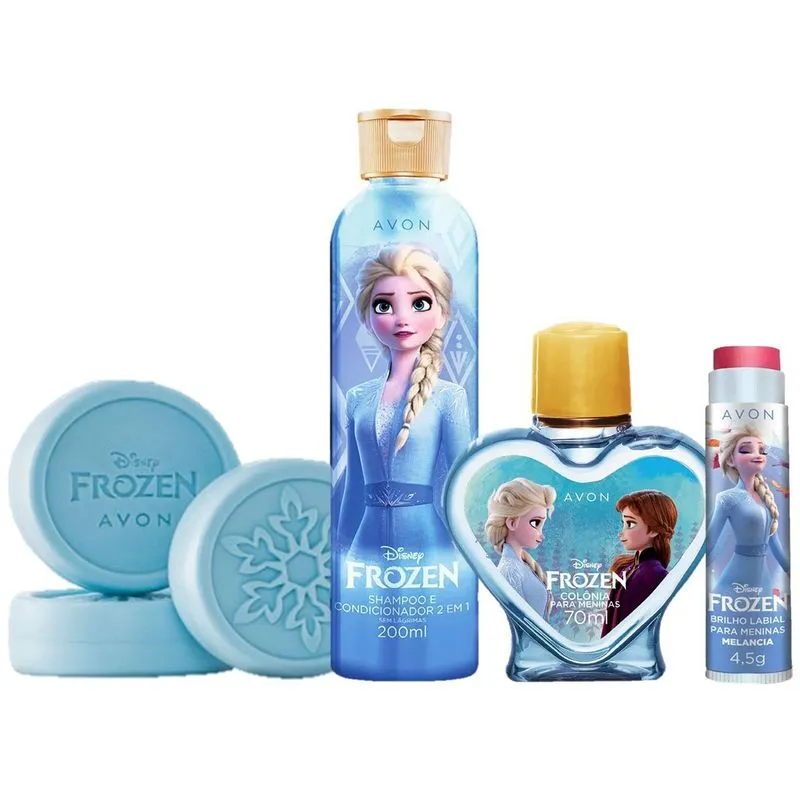Kit Frozen Disney Shampoo Colônia Sabonete Brilho Labial
