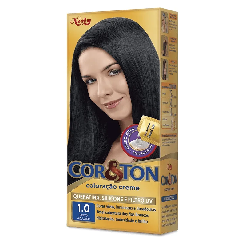 Tintura Cor E Ton 1.0 Preto Azulado Cor & Ton Coloração