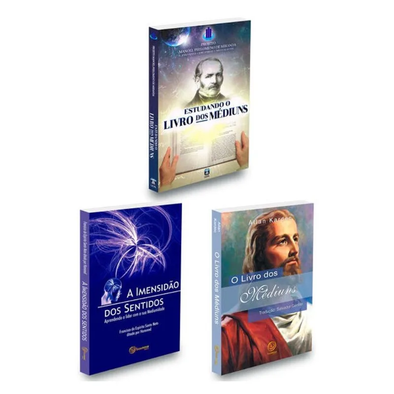 KIT LIVRO DOS MÉDIUNS+IMENSIDÃO DOS SENTIDOS+ESTUDE O LIVRO DOS MÉDIUNS