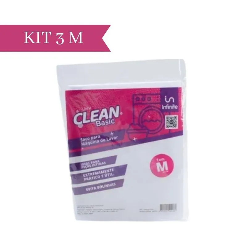 Kit de 3 sacos para lavar roupas intimas com ziper tamanho M