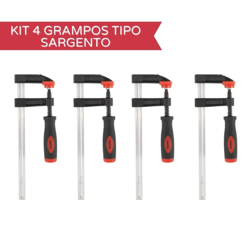 Kit grampo tipo sargento 300X50X370MM 4 unidades carpinteiro