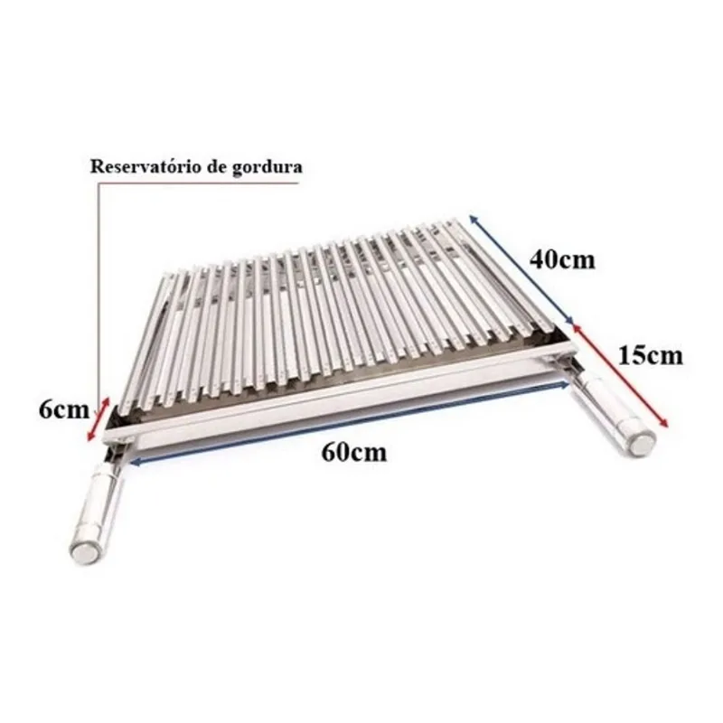 Grelha Argentina Parrilha Churrasco 60x40 Cm - inox 430